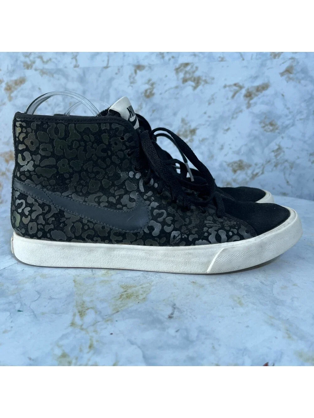 Nike Primo Court Mid Womens Size 7 Shoes Black White Athletic Trainer Sneakers